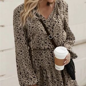 Fall Floral Print Long Sleeve Dress evening wear